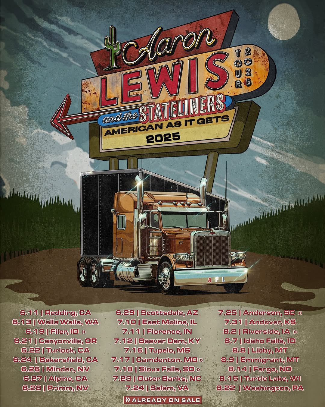 Aaron Lewis And The Stateliners American As It Gets Tour Tour Poster 2025